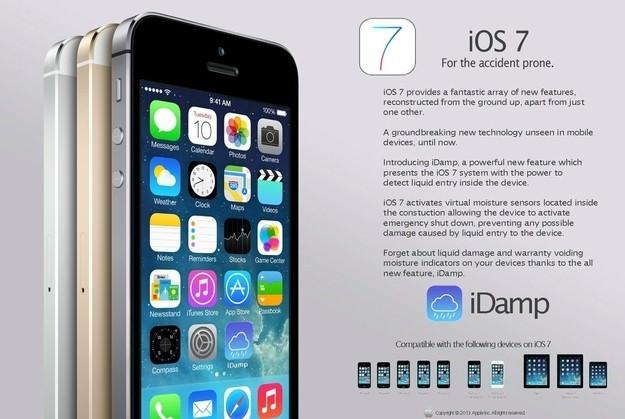 İnternette beliren reklamda, iOS 7 güncellemesiyle iPhone'larun 'su geçirmeme' özelliği kazandığı öne sürüldü.
