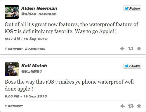 "Yeni içeriklerin arasında en iyi olanı su geçirmeme özelliği."  "Çok iyi iş başardın Apple..."