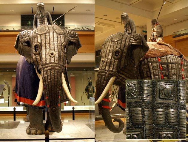 Hindistan'da 17. yüzyıldan kalma savaş fili zırhı.. 5 bin 840 metal plakadan oluşan zırhın ağırlığı 118 kilogram.