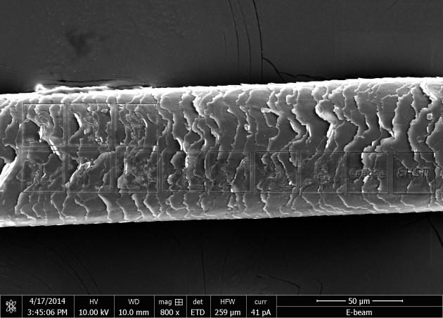 <p>M-Labs’in kurucusu Sebastien Bourdeauducq tarafından yapılan işlemde, iyon ışınları ile telin üzerine oyma yapıldı. Lazere benzeyen çok keskin ve yüksek hızlı iyon ışınımı ile 75 mikrometre kalınlığındaki saçın üzerine desenler işlendi. (1 mikrometre = 1 milimetrenin binde biri)</p>
