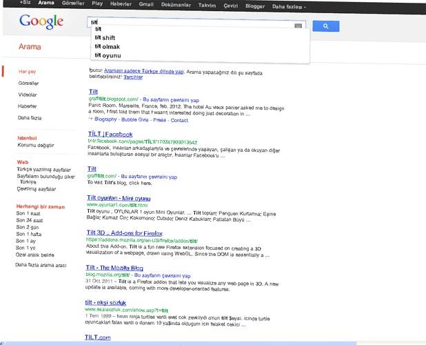 Google'da "Askew" veya "tilt" aramalarını yaptığınızda, sayfanın biraz yana yattığını fark edeceksiniz.