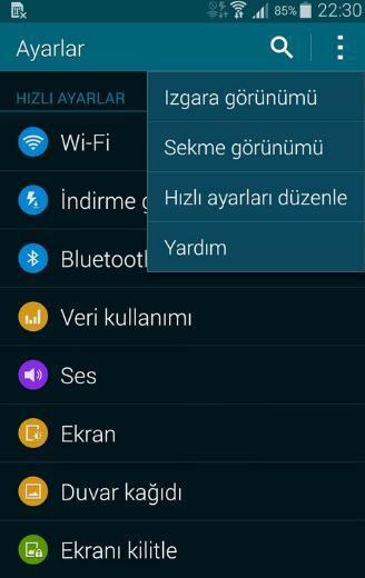 <p><strong>Ayarlar: Görünümü değiştirin</strong><br />Galaxy S5, yenilenen TouchWiz sayesinde selefi Galaxy S4'ten oldukça farklı bir görünüme sahip. Yeni ayarlar menüsünün görünümünü sevmediyseniz, bu görünümü sağ üstteki Ayarlar simgesine dokunarak kolayca değiştirebilirsiniz.</p>