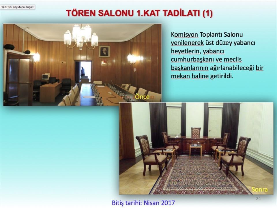<p>Mehmet Ali Kumbuzoğlu, TBMM Başkanı İsmail Kahraman'ın Makam Odasının da yenilendiğini kaydetti.</p>
<p> </p>