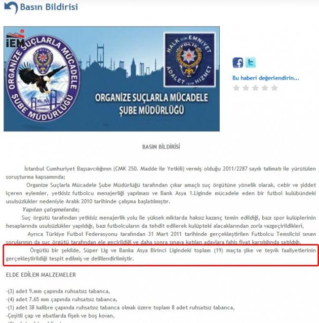 <p><strong>6 TEMMUZ: EMNİYET’TEN ‘19 MAÇTA ŞİKE VAR’ AÇIKLAMASI</strong><br />İstanbul Emniyet Müdürlüğü bir açıklama yaptı ve Spor Toto Süper Lig ile Bank Asya 1. Lig’den tam 19 maçta şike ve teşvik faaliyetlerinin tespit edildiği bildirildi. Sabaha karşı tutuklama istemiyle mahkemeye sevk edilen 20 kişiden aralarında Şekip Mosturoğlu'nun da bulunduğu 15 kişi tutuklandı. 5 kişi ise serbest bırakıldı.</p>