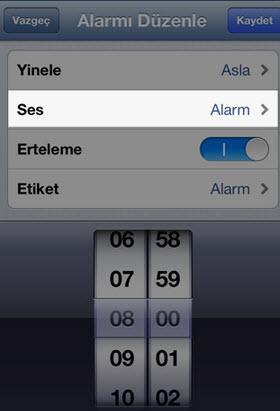 Alarm/Saat Yeni işletim sisteminde yer alan bir diğer özellik de kullanıcıların kurduğu Alarm’lara artık şarkı (mp3) atayabiliyor oluşu.