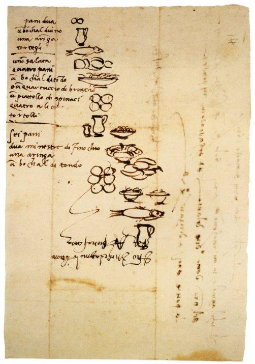 Michelangelo'nun el yazısıyla hazırladığı bakkal listesi