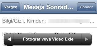 Maillere fotoğraf ve video ekleyebilme Bundan önceki iOS'larda büyük bir eksiklik olan Mail'e fotoğraf ve video ekleyememe, yeni iOS 6 ile birlikte sona eriyor.