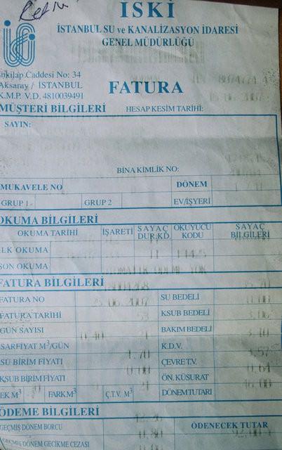 Su faturası Harcamaları: 35 TL Vergisi:4,83 TL