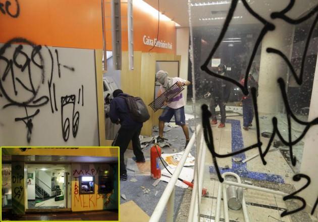 <p>Gezi Parkı eylemlerinde banka ve ATM'lere saldırılmıştı. Brezilya'daki olaylarda da benzer görüntüler yaşandı</p>