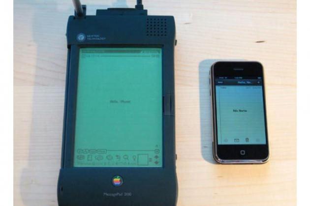 1987 - Apple Newton next to an iPhone 