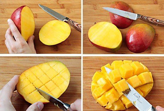 <p><strong>Mango</strong></p>

<p>Mangoyu önce ikiye kesin. Daha sonra bıçakla karelere kesin. Bu şekilde yiyin.</p>
