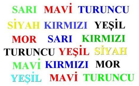 <p>Tabloya bakıp renkleri s&ouml;yleyin ama dikkat yazılanları okumayacaksınız.</p>