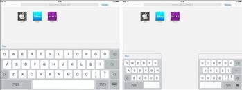 <p>16. Bu da iPad bonusu: iPad'de klavye sol taraftaki gibiyken baş parmaklarınızla tutup yanlara ayırısanız sağdaki gibi olur ve iki elle daha rahat şekilde yazabilirsiniz</p>