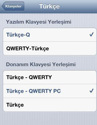 Türkçe Q ve F klavye  iOS 5 test sürümlerine Türkçe Q ve F klavyeyi ekleyen ve sonrasında tuşların yerleşimindeki işlevsizlik nedeniyle kaldırılmıştı. Ancak bu sefer iOS 6 ile birlikte sorunsuz bir Türkçe Q ve F klavye kullanılabilecek. Öte yandan, Türkçe F Klavye iPhone'larda olmayacak.