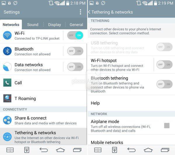 <p style="margin: 0px 0px 10px; font-family: Arial; font-size: 14px; line-height: 23px;"><strong>Wi-Fi hotspot ve Bluetooth/USB-tethering etkinleştirin</strong></p>

<p style="margin: 0px 0px 10px; font-family: Arial; font-size: 14px; line-height: 23px;">Eğer güvenilir bir veri bağlantınız varsa LG G3, kolayca mobil Wi-Fi hotspot, ya da bilgisayarınız için USB tethering olarak dönüşebilir. Her iki seçeneğe erişmek için Ayarlar <  Ağlar menüsünde bulunan 'Tethering & Ağlar' seçeneğine dokunun. 8 cihaza kadar Wi-Fi hotspot bağlantısı yapabilirsiniz.</p>
