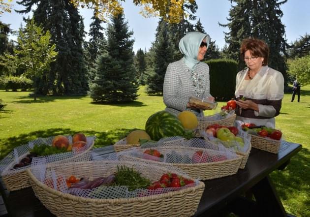 <p><span>Bayan Gül, Slovakya Cumhurbaşkanının eşi Silvia Gasparoviçova’ya Çankaya Köşkü’nün bahçesini gezdirdi ve bahçede yetişen ürünleri tanıttı.</span></p>