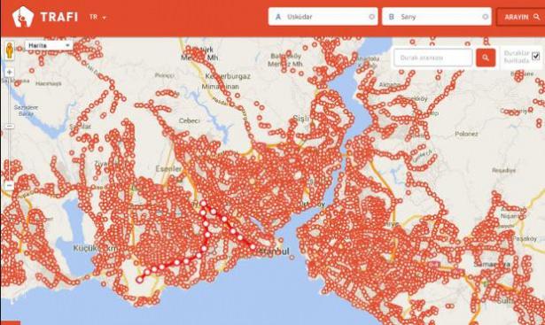 <p><strong>TRAFI Türkiye</strong><br />
<br />
İstanbul, Ankara, İzmir, Bursa illerindeki metrobüs, otobüs, vapur, feribot, metro için tarife ve ulaşım bilgileri sunan toplu taşıma seyahat planlayıcısıdır.</p>
