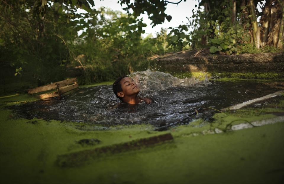 <p>Brezilya'nın Rio de Janerio kentinin Pantanal gecekondu mahallesinde yaşayan çocuklar ailelerinin geçimine yardımcı olmak için kirli su birikintilerinde ve sulama kanallarının içinde kurbağa avcılığı yapıyor.</p>

<p> </p>
