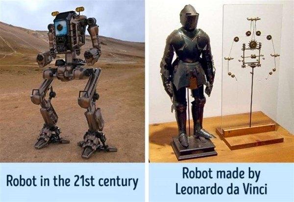 <p>Leonardo da Vinci'nin robotu</p>
<p>1950'de bulunan bu robot, tam olarak insan gibi hareket edebiliyor.</p>
<p> </p>