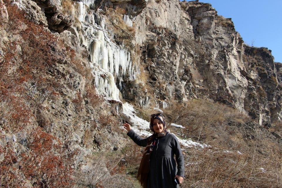 <p> Ardahan Halilefendi Mahallesi’nde bulunan çeşmelerden ve Ardahan Kalesi kenarındaki kayalıklardan Kura Nehri'ne akan su, soğuk hava sebebiyle buz tuttu. </p>
