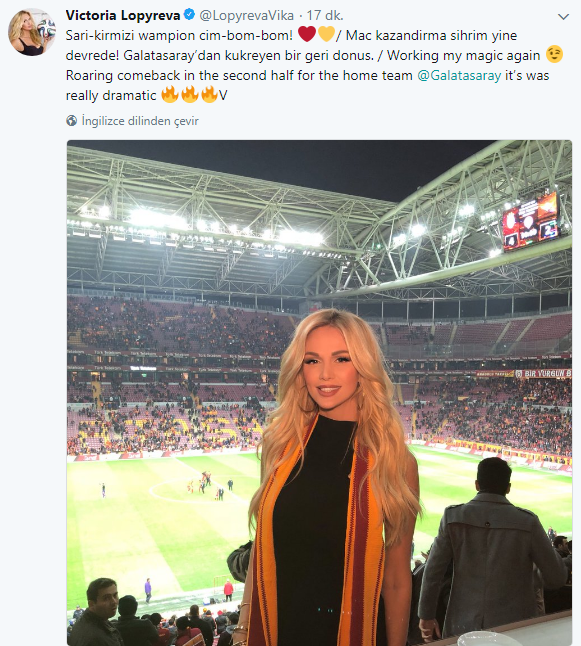 <p>Lopyreva, 4-2 biten maç için Twitter'dan yorum da yaptı.</p>
