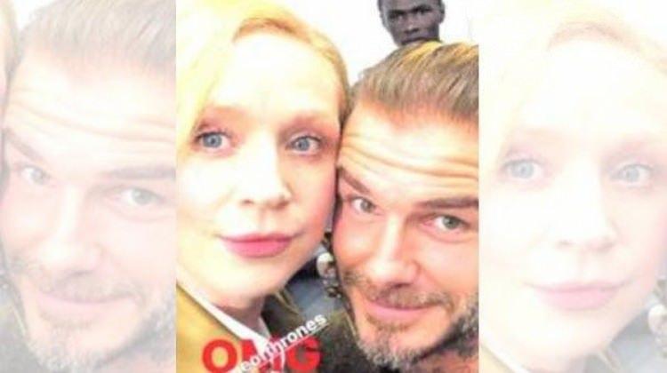 <p>Defile bittikten sonra  Beckham, Game of Throns'ta canlandırdığı Lady Brienne karakteriyle öne çıkan oyuncu Gwendoline Christie ile karşılaştı. Ünlü ikilinin çektiği selfie sosyal medyada büyük yankı uyandırdı.</p>
