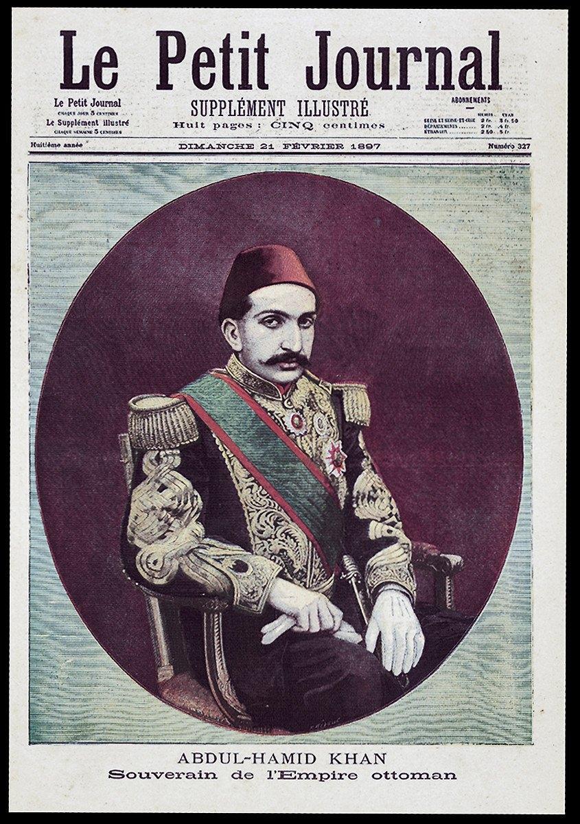 <p>Osmanlı İmparatorluğu'nun 34. padişahı ve 113. İslam halife II. Abdülhamit. Dergi kapağında.</p>