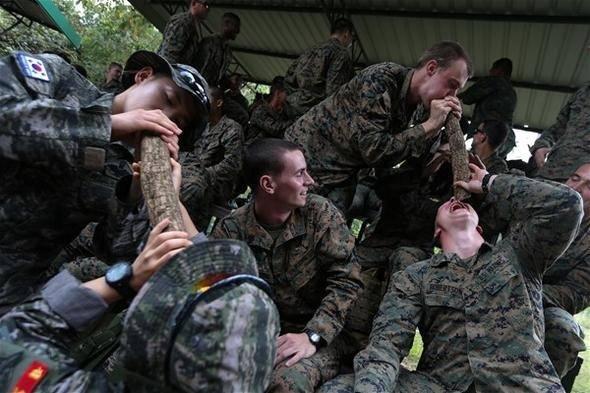 <p>Askeri uzmanlar, tatbikata katılan 12 bin askere vahşi doğada yılanlarla dost olma eğitimi de verdi. ABD haber ajansı Reuters, sınırları zorlayan tatbikattan çok özel fotoğraflar servis etti. İşte onlardan bazıları;</p>

<p> </p>
