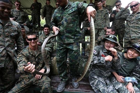 <p>Tayland'da düzenlenen "Cobra Gold 2018" askeri tatbikatı sırasında ilginç görüntüler oluştu.</p>

<p> </p>
