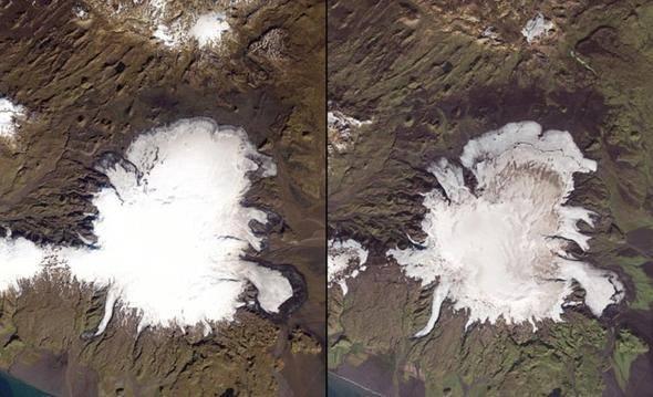 <p>İzlanda'nın dördüncü en büyük buz örtüsü olan Myrdalsjökull, 1986 ve 2004 yıllarında böyle görüldü.</p>

<p>Yosemite Ulusal Parkı'ndaki Lyell Buzulu'nun 10 Eylül 2009 tarihindeki görüntüsü.</p>

<p> </p>

