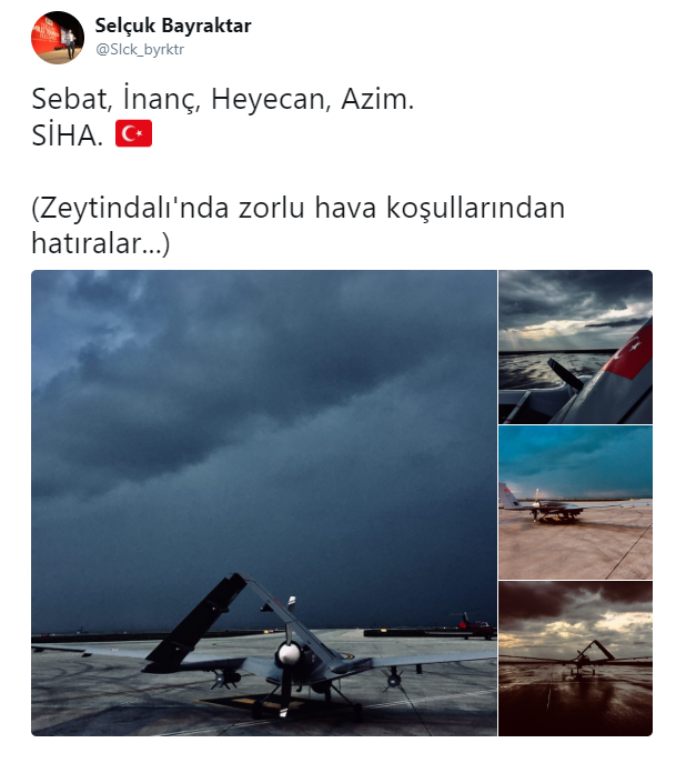 <p>Baykar Makina bünyesinin teknik müdürü Selçuk Bayraktar'ın Afrin Harekatı'ndan paylaştığı İHA fotoğrafları da dikkat çekiyor...</p>