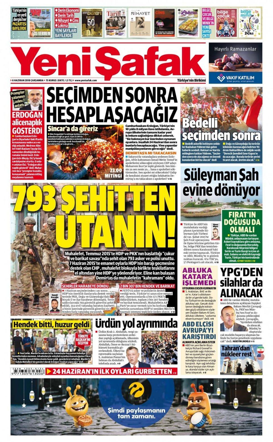 <p>Muhalefet, Temmuz 2015’te HDP ve PKK’nın başlattığı “çukur ve barikat savaşı”nda şehit olan 793 asker ve polisi unuttu. 7 Haziran 2015’te emanet oylarla HDP’nin barajı geçmesine destek olan CHP , muhalefet blokuyla birlikte teşkilatlarını el altından yine HDP’ye yönlendiriyor. Eline kan bulaşan Demirtaş da muhalefetin “kahramanı” oldu. 7 Haziran seçimlerinden 1 ay sonra HDP’nin özerklik ilanlarıyla destek verdiği terörde PKK, Doğu ve Güneydoğu’daki birçok il ve ilçe harabeye dönmüştü. Terör saldırılarında 793 güvenlik görevlisi şehit edildi, 314 sivil vatandaş hayatını kaybetti. 4 binin üzerinde güvenlik görevlisi ve 2 binden fazla vatandaş yaralandı.</p>

<p> </p>
