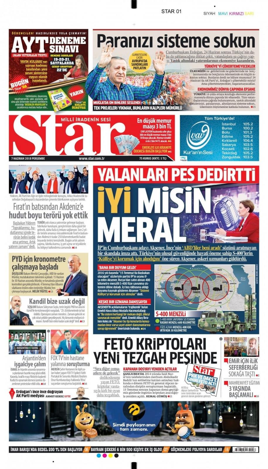 <p>İP’in Cumhurbaşkanı adayı Meral Akşener’in “S-400’ler Külliye’nin savunması için alındı” iddiası askeri uzmanları güldürdü. “S-400’ler ülke savunması için kullanılır” diyen uzmanlar, bu iddianın çok komik olduğunu söylediler.</p>

<p> </p>
