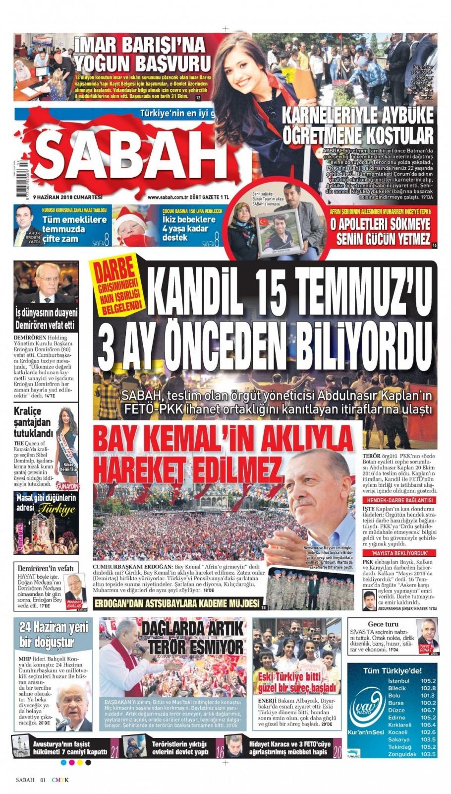 <p>SABAH, terör örgütleri PKK ile FETÖ'nün, darbe girişimi ve hendek kalkışmalarında nasıl işbirliği yaptığını gözler önüne seren çok kritik bir ifadeye ulaştı. Abdulnasır Kaplan adlı örgüt yöneticisinin verdiği bu ifade, Ağustos 2015'te PKK'nın başlattığı ve HDP'nin 'serhildan' (başkaldırı) çağrısı ile desteklediği hendek kalkışmalarından 15 Temmuz 2016'ya kadar olan süreçte 2 örgütün istihbarat alışverişi ve eylem birlikteliği içinde olduğunu ispatlıyor.</p>

<p> </p>
