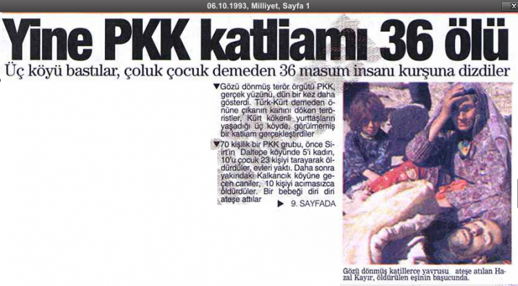 <p><strong>1993</strong></p>
<p>Siirt'in Baykan ilçesine bağlı Derince köyünde 13'ü çocuk 22 kişi kurşuna dizildi</p>