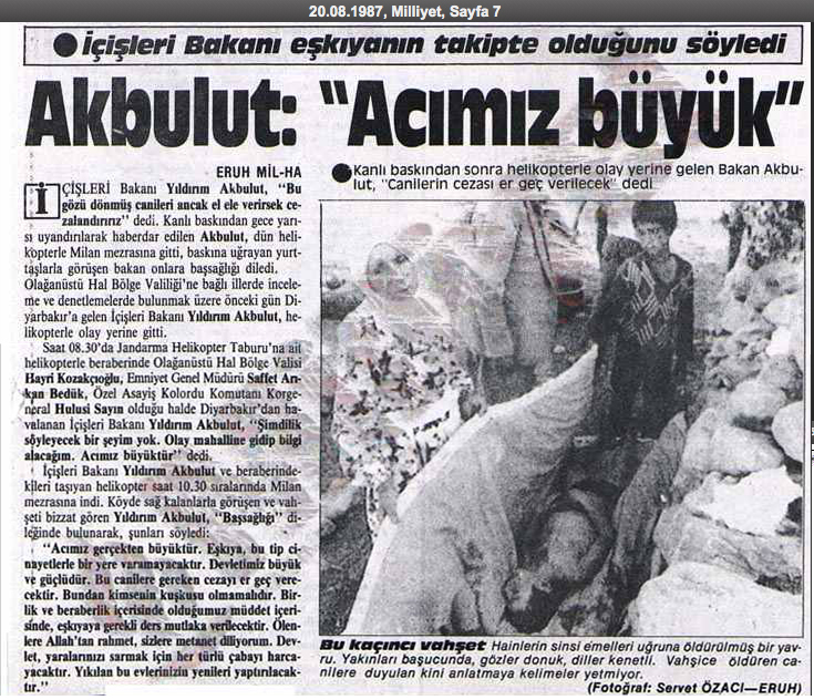 <p><strong>19 AĞUSTOS</strong></p>

<p>Siirt'in Eruh ilçesine bağlı Milan mezrasına saldıran teröristler, aralarında üç ve altı günlük iki bebeğin de bulunduğu 25 sivili katletti. Katledilenlerin 14'ü 18 yaşından küçüktü.</p>
