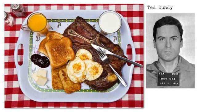 <p>Tarihin belki de en ünlü seri katillerinden Ted Bundy, tecavüz, nekrofili, hapisten kaçma ve 35'den fazla kişiyi öldürmekten idama mahkum edilmişti. Özel bir son yemeği reddeden Ted Bundy'ye standart bir son yemek servis edildi. İdamdan önce annesi Bundy'ye "Hep benim değerli oğlum olarak kalacaksın" dedi. Bundy'nin cesedi taşınırken, 2 bin kişi şarkı söyleyip dans etti. </p>
<p> </p>