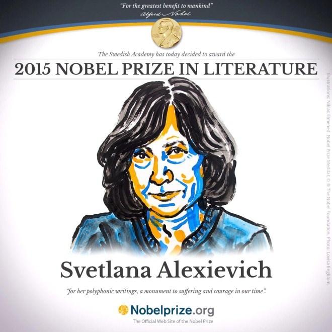 <p>NOBEL EDEBİYAT ÖDÜLÜ 2015</p>
<p>67 yaşındaki Belaruslu yazar ve araştırmacı gazeteci Svetlana Alexievich ödüle layık görüldü.</p>