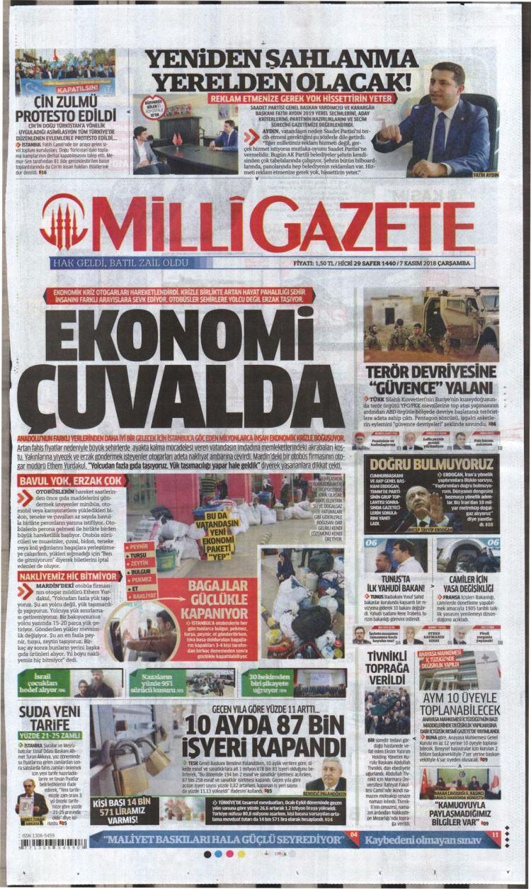 <p><strong>MİLLİ GAZETE</strong></p>
