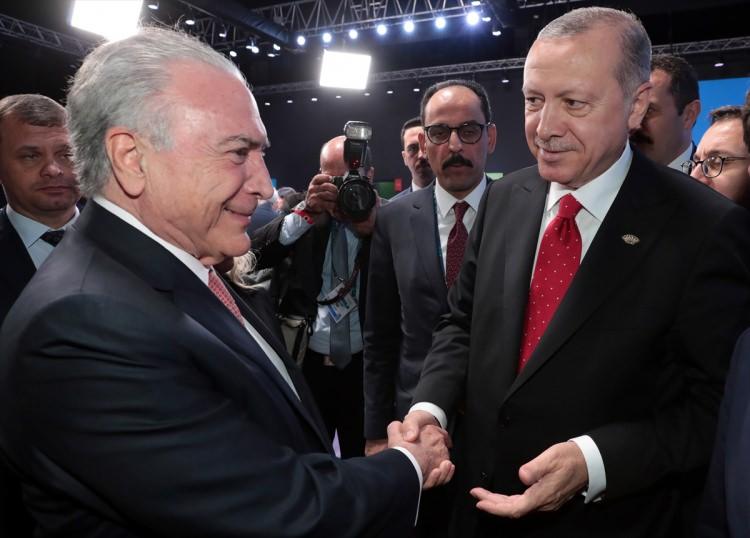 <p>Cumhurbaşkanı Erdoğan ve Brezilya Devlet Başkanı Michel Temer</p>
