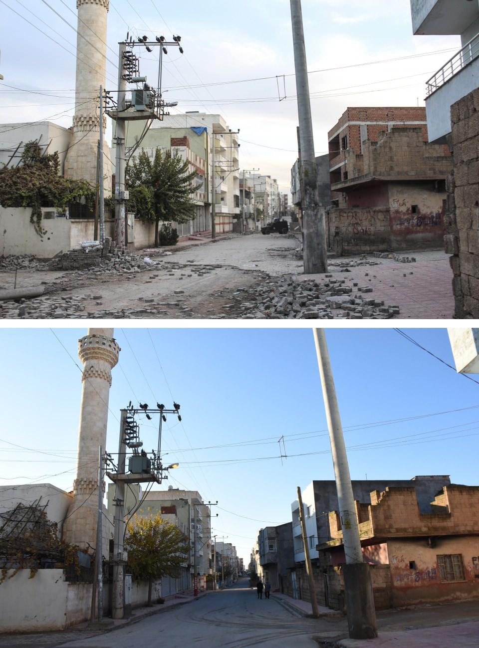 <p>PKK'lı teröristlerin 3 yıl önce gerçekleştirdiği saldırılar sonucu yıkıma uğrattığı Diyarbakır, Mardin, Şırnak ile Hakkari devlet eliyle yürütülen çalışmalarla yeniden ayağa kaldırıldı. Mardin'in Nusaybin ilçesinde PKK'lı teröristlerce cadde ve sokaklar ile kazılan çukurlara tuzaklanan patlayıcıların infilak ettirilmesi sonucu bazı ev ve iş yerlerinin yanı sıra su ve elektrik hatları da zarar gördü. Zarar gören yerler arasında bulunan Sakarya Caddesindeki tahribat devlet eliyle yürütülen çalışmalarla giderildi.</p>

<p> </p>
