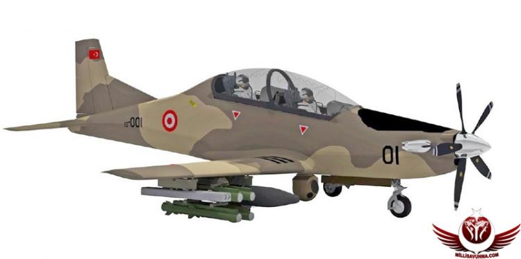 <p>Kamuflaj boyalı uçağın kanat altlarında 3’er istasyon olması dikkat çekti. Bir silah istasyonu boş bırakılırken uçağın kanat altlarına dıştaki istasyonda dörtlü Cirit bataryası, içte de ikili UMTAS yüklemesi yer aldı. Uçağın gövde altında ise ASELFLIR-300 bulunuyor.</p>
