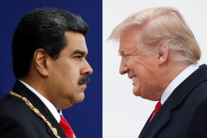 <p>ABD Başkanı Donald Trump, Venezuela’da seçilmiş başkan Nicolas Maduro yerine Ulusal Meclis Başkanı Juan Guaido'yu geçici devlet başkanı olarak tanıdı. </p>
