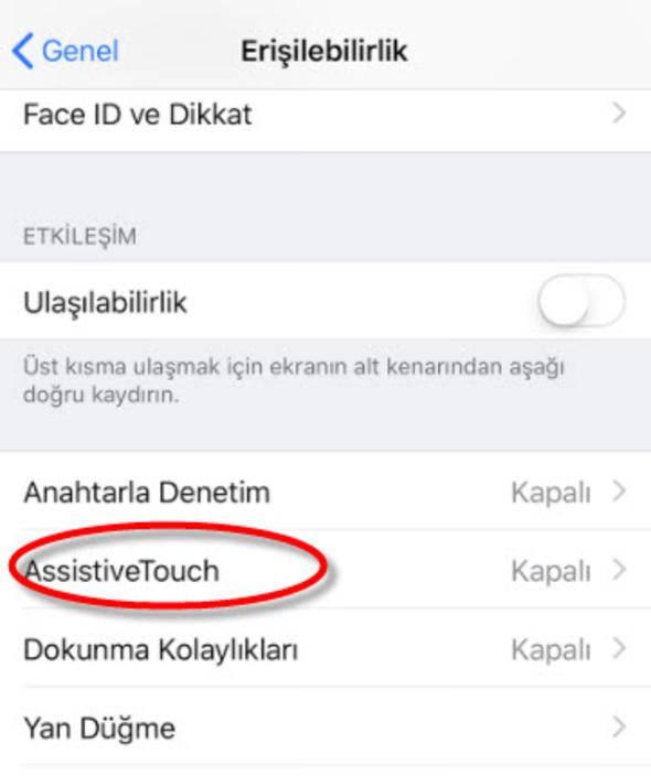 <p>AssistiveTouch seçeneğini aktif edin...</p>

<p> </p>
