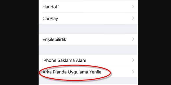 <p>Daha sonra da Arka Planda Uygulama Yenile seçeneğine girin.</p>

<p> </p>
