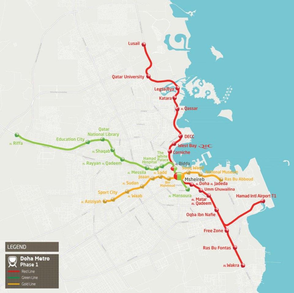 <p>Doha metrosu, "Kırmızı", "Altın" ve "Yeşil" olmak üzere 3 hattan oluşuyor.</p>

<p> </p>
