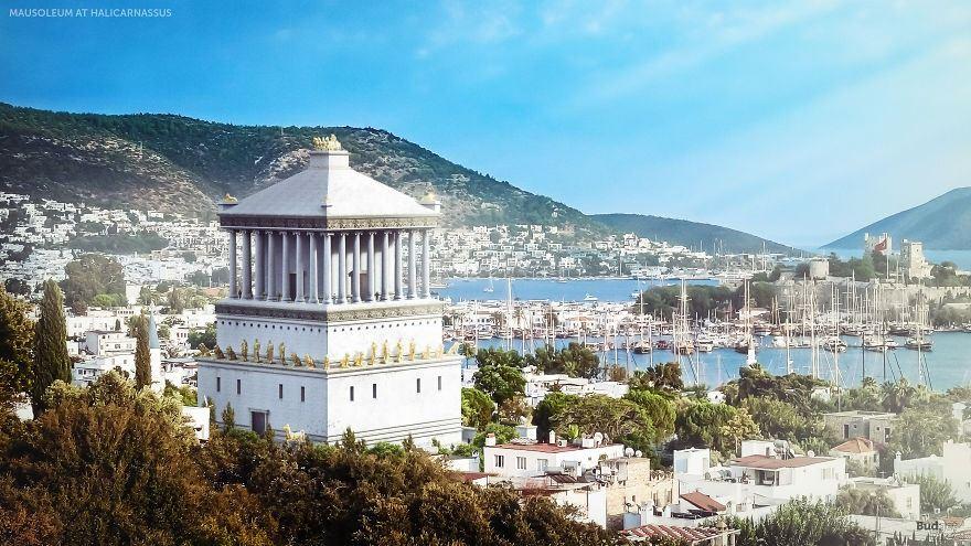<p>Bugünkü Bodrum'da Milattan önce 350 yıllarında inşa edilmiştir. Mermerden yapılan yapı Karia kralı Mausolus için bir anıt mezardır.</p>
