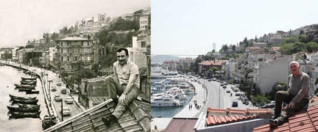 <p>44 yıl ara ile evinin çatısında fotoğraf çektiren Tuncel Kurtiz.</p>
