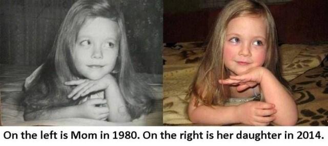<p>Soldaki 1980 yılındaki anne ve sağdaki 2014'deki kızı.</p>
