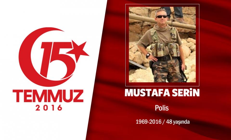 <p>15 Temmuz gecesi hain darbede şehit oldu, doğum gününde son yolculuğuna uğurlandı. 47 yaşındaki Mustafa Serin,  özel harekat polisiydi. Evli ve iki kızı vardı. 15 Temmuz gecesi hain darbe girişimi sırasında polisin alarma geçmesinin ardından başkent Ankara’daki Gölbaşı Özel Harekat Daire Başkanlığı’na gitti. Hain darbecilerin ele geçirdikleri savaş uçaklarıyla yaptığı saldırı sonrası şehit düştü. Şehit polis Mustafa Serin, memleketi Balıkesir'in Burhaniye İlçesi'nde, doğum gününde toprağa defnedildi. Ardında bir eşle, 17 yaşında Hilal Serin ve lösemi tedavisi gören 10 yaşında Ela Serin adlı iki kız çocuğu bıraktı.  </p>
